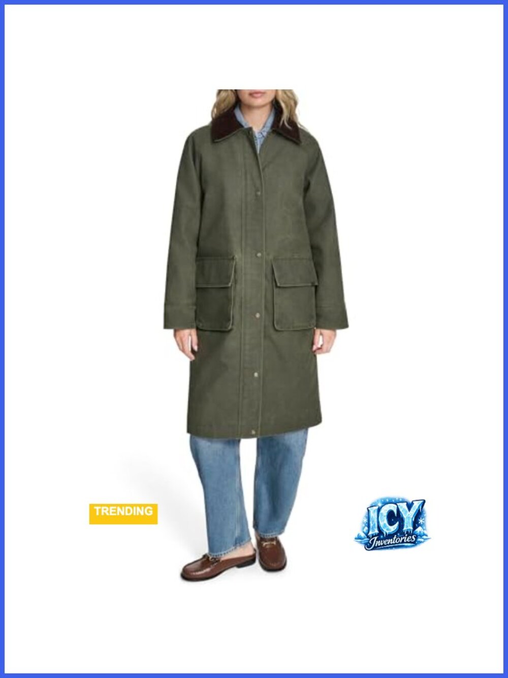 Levi's Women's Waxed Long Barn Coat with Plaid Lining
